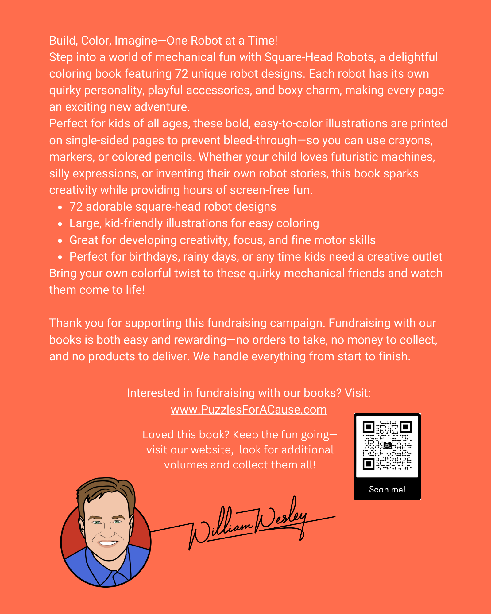 Square Head Robot Coloring Book