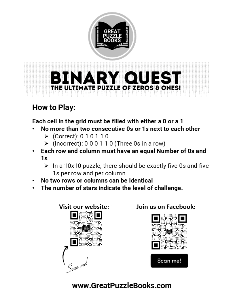 Binary aka Takuzu: Volume One